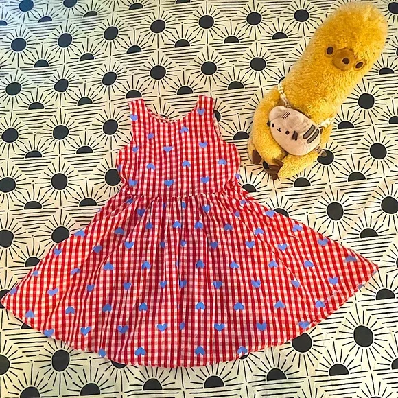 Moujonjon Dresses | Super Cute Girls Gingham W/Hearts Fit and Flare Dress (Age 7-10 Versatile Fit) | Color: Red/White | Size: 7g | Miniheartfelt's